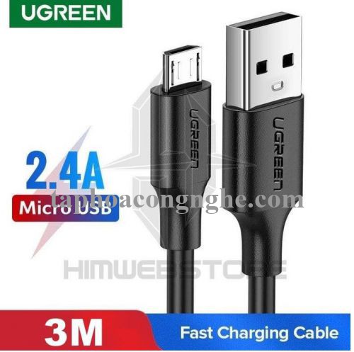 Ugreen 60827 3M màu đen cáp Micro Usb 2.0 mạ nickel chống nhiễu us289 30060827
